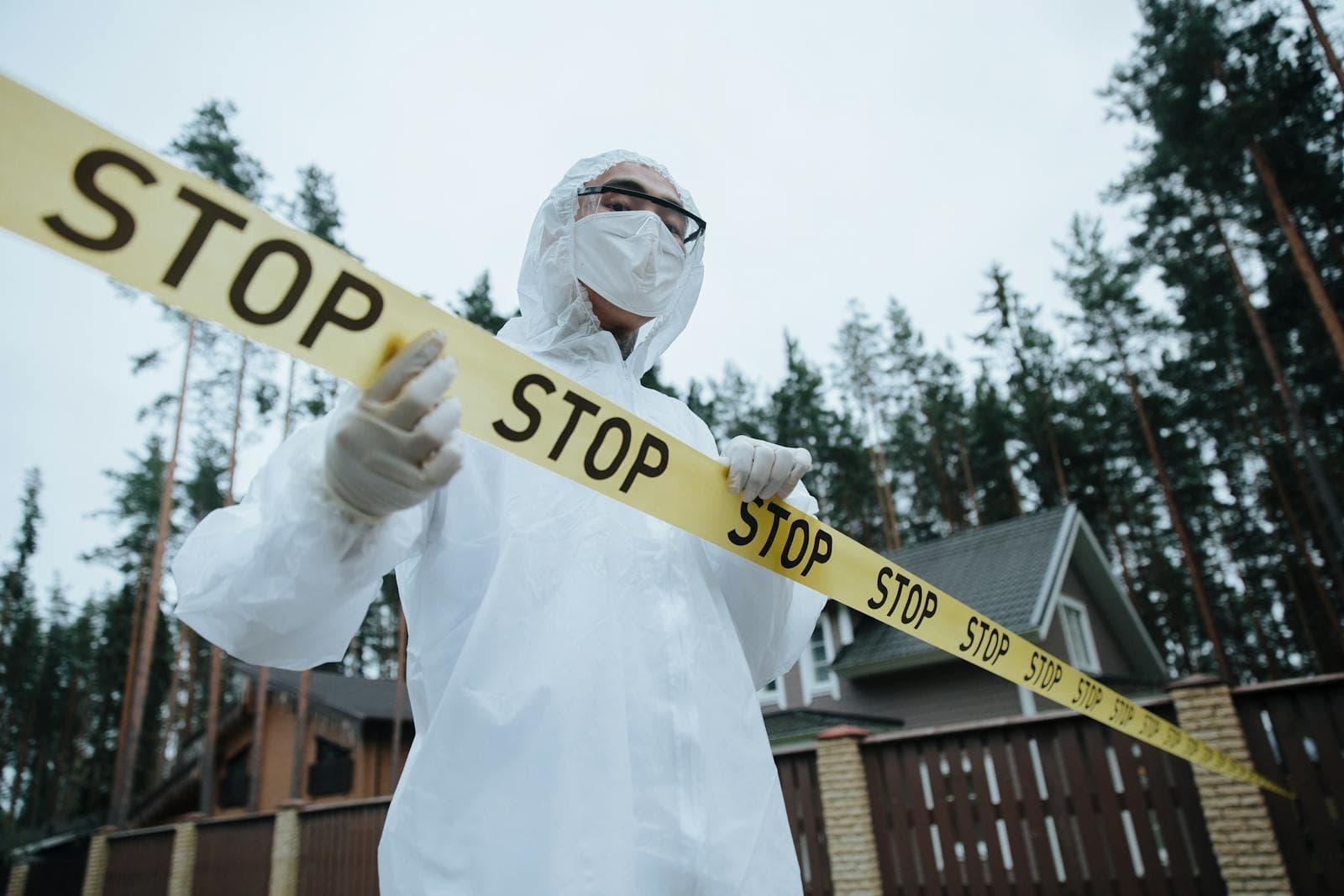 Caution tape outside a residential property