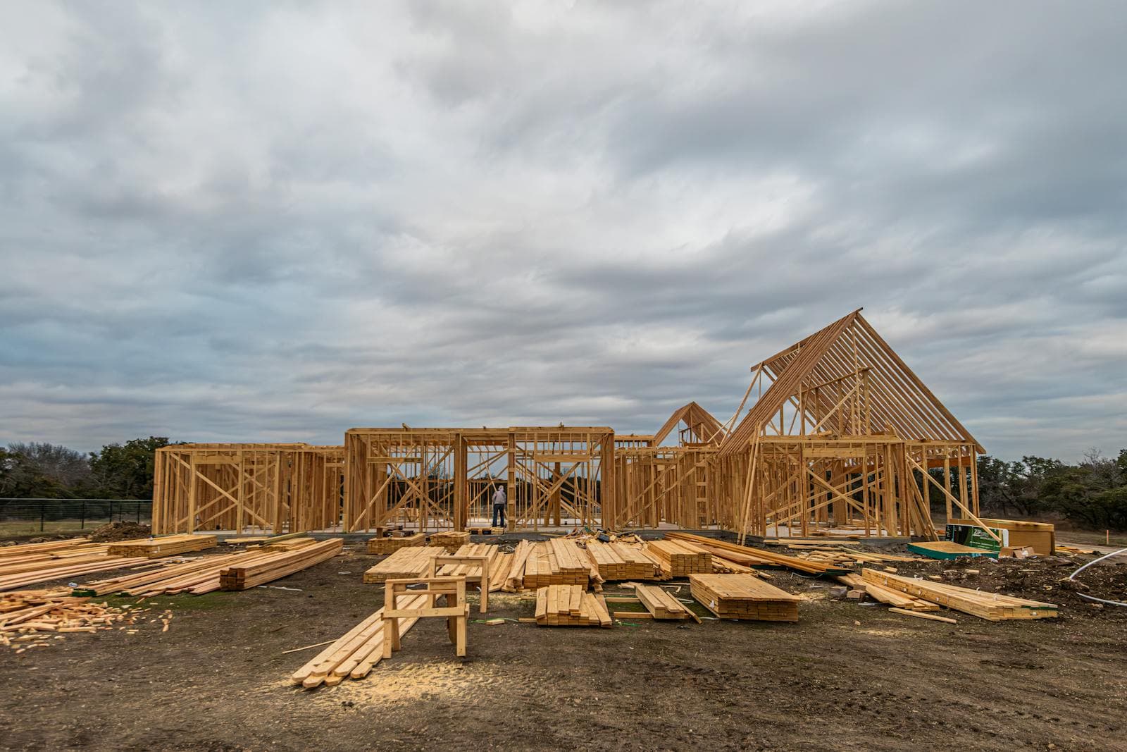 Wood-framed home under construction